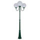 Lisbon Triple 30cm Spheres Curved Arms Tall Post Light - Green Finish / E27 Lisbon Triple 30cm Spheres Curved Arms Tall Post Light - Green Finish / E27